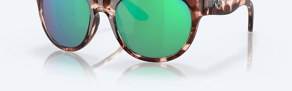 NEW COSTA DEL MAR unisex maya shiney mirror sunglasses in tortoise/green